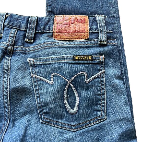 Womens Lucky Brand Lola Straight Run Stitch Jeans 2/26 Frayed Hem Low Rise - Picture 6 of 14